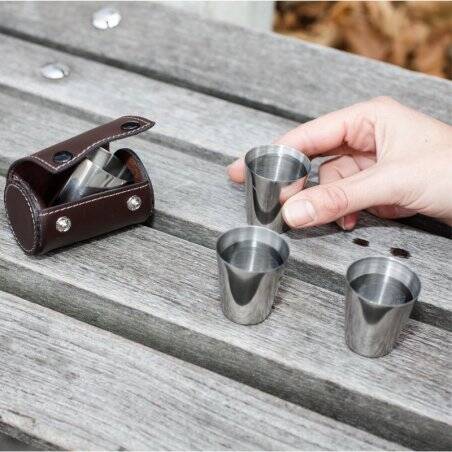 Shot Glasses With Leather Case