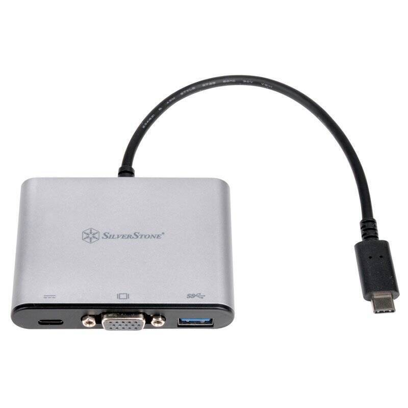 SilverStone SST-EP06C - USB 3.1 Typ-C auf VGA/USB Type C/USB Type A Adapter Hub