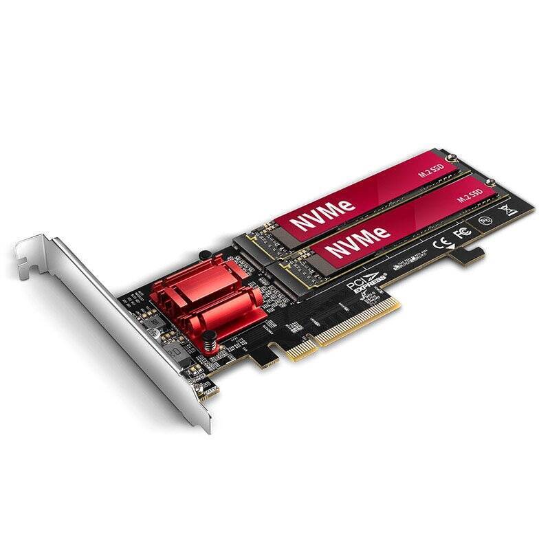 AXAGON PCEM2-ND PCIe Adapter für zwei M.2 SSDs