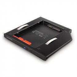 AXAGON RSS-CD09 2.5 Zoll SSD/HDD Adapter für optisches Laufwerk, 9,5 mm, LED