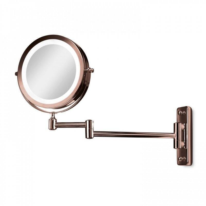 Gillian Jones- Double sided wall mirror w. LED - x1/x10 magnification  - kobber