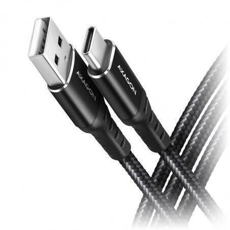 AXAGON BUCM-AM20AB USB-C zu USB-A Kabel, 2 m, USB 2.0, 3A, geflochten - schwarz