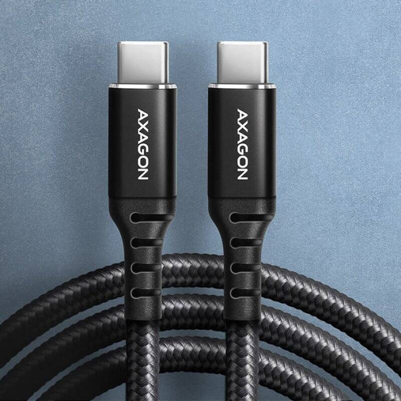 AXAGON BUCM-CM30AB USB-C zu USB-C 2.0 Kabel, 3 m, PD 60W, 3A, geflochten - schwarz