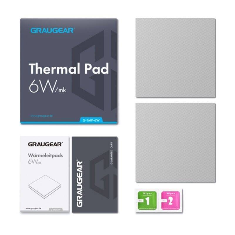 Graugear Wärmeleitpad für CPU oder Speicher, 100 x 100 x 1 mm / 100 x 100 x 1,5 mm