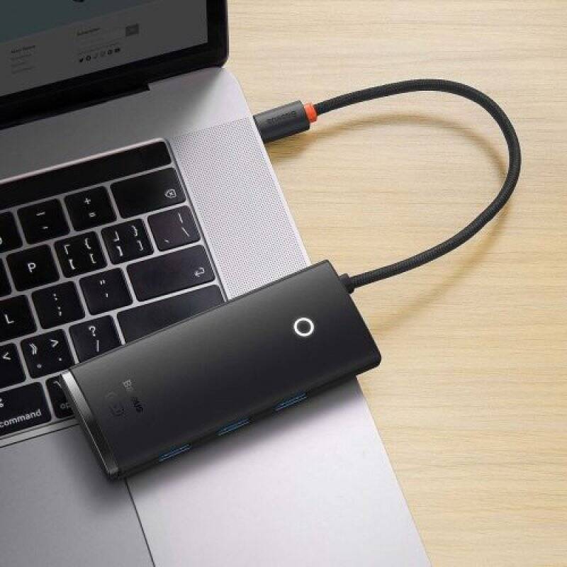 Baseus HUB Lite Series 5-in-1 adapter (Type-C to 3xUSB-A 3.0 5Gb/s, HDMI) cable 0.2m, Black (WKQX040001)