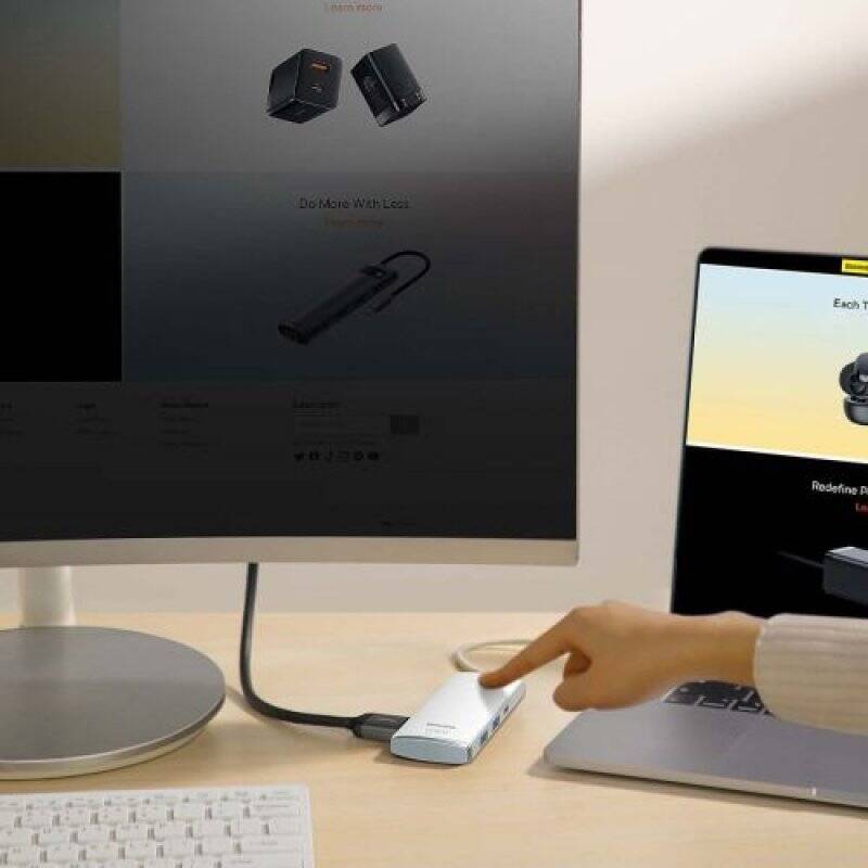 Baseus HUB Lite Series 5-in-1 Multifunctional (Type-C to 2x USB 3.0 / PD Type-C / HDMI 1.4 / SD/TF) White (WKQX050102)