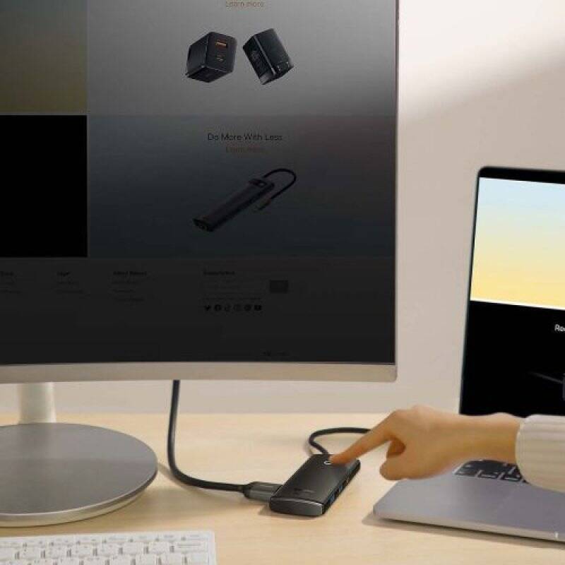 Baseus HUB Lite Series 5-in-1 Multifunctional (Type-C to 2x USB 3.0 / Type-C / HDMI 1.4 / SD/TF) Black (WKQX050001)