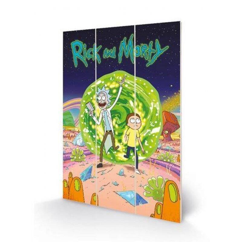 RICK & MORTY - Portal - Impression sur bois 20x29.5cm