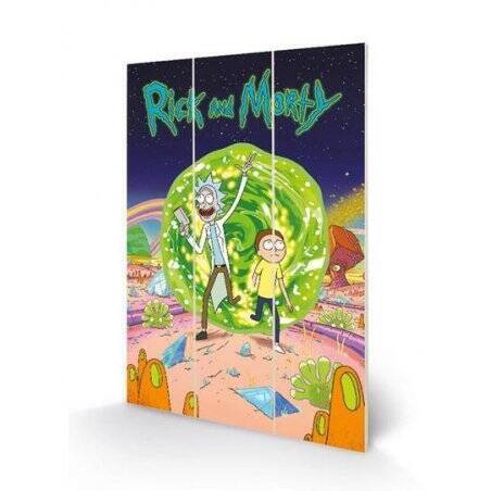RICK & MORTY - Portal - Impression sur bois 20x29.5cm