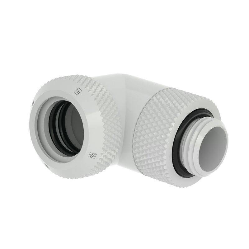 Barrow Multi-Link Adapter Anschluss 90 Grad G1/4 Zoll AG auf 14mm AD Hardtube - drehbar, weiß