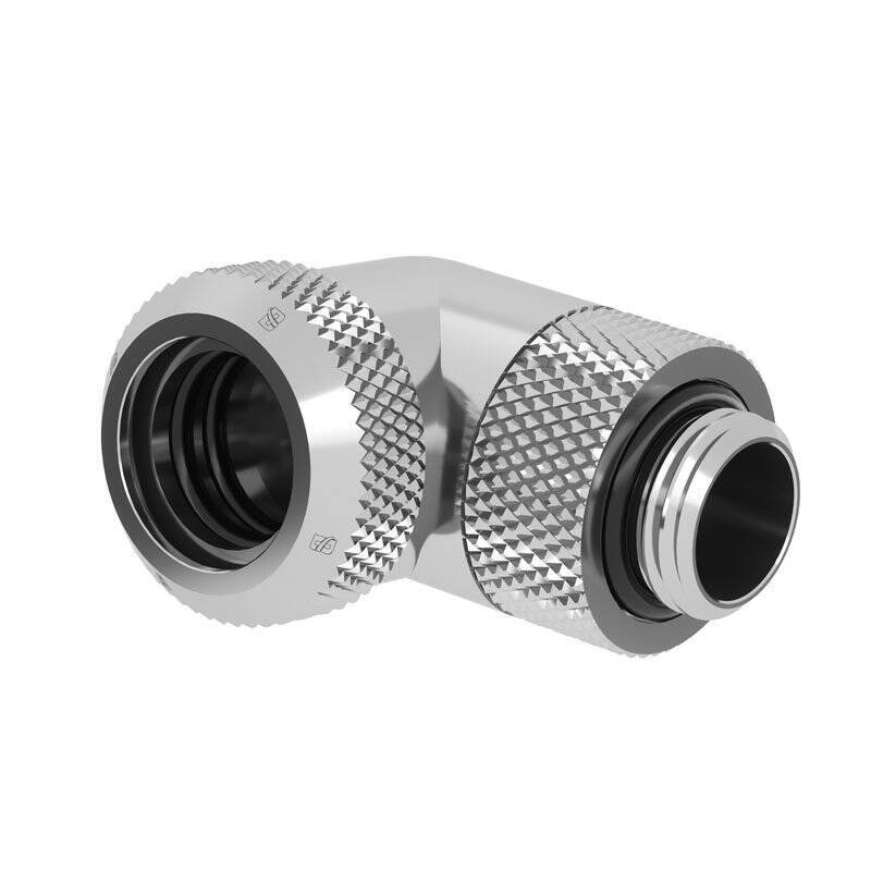 Barrow Multi-Link Adapter Anschluss 90 Grad G1/4 Zoll AG auf 14mm AD Hardtube - drehbar, silber