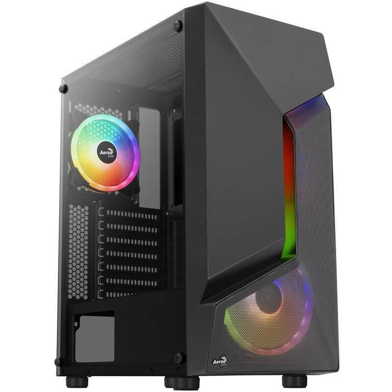 Boitier Moyen Tour ATX AeroCool compatible Scape V2 RGB avec panneau vitré (Noir)