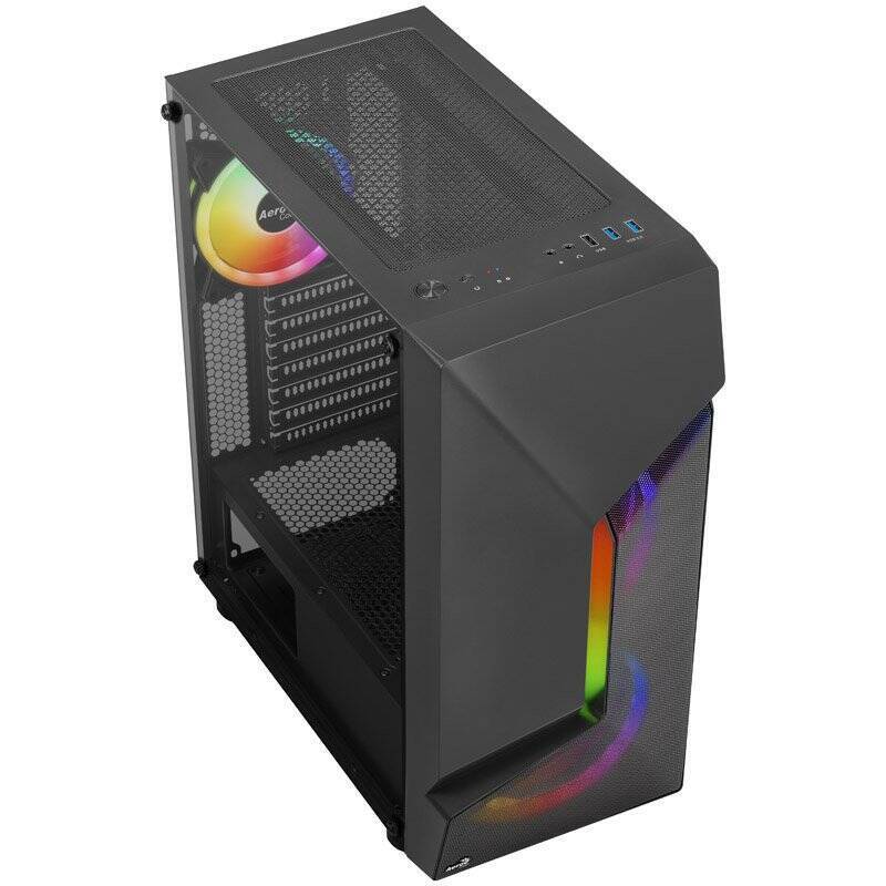 Boitier Moyen Tour ATX AeroCool compatible Scape V2 RGB avec panneau vitré (Noir)