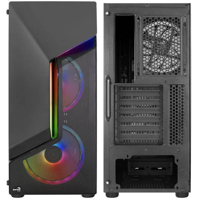 Boitier Moyen Tour ATX AeroCool compatible Scape V2 RGB avec panneau vitré (Noir)