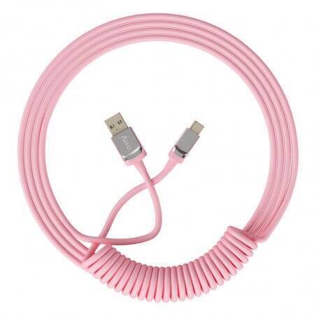 AKKO Coiled Cable, USB-C auf USB-A - pink