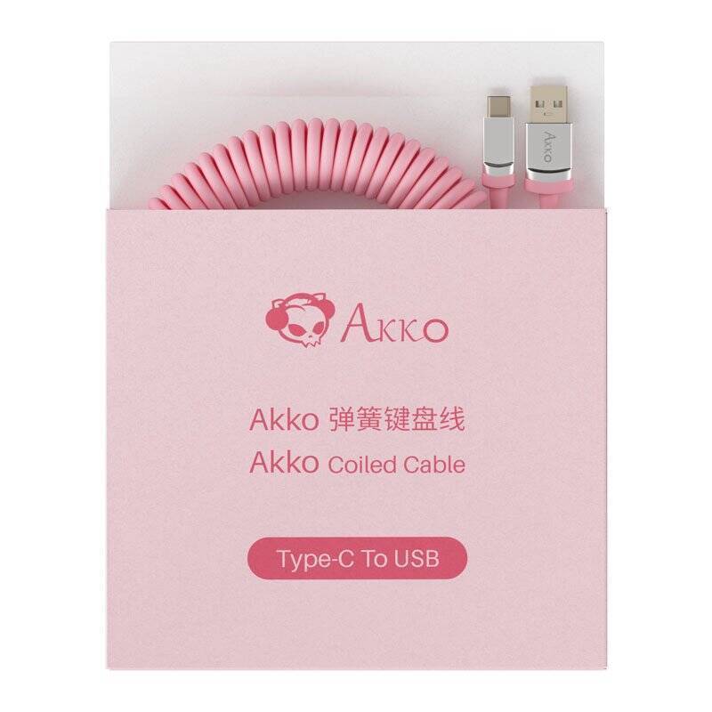 AKKO Coiled Cable, USB-C auf USB-A - pink