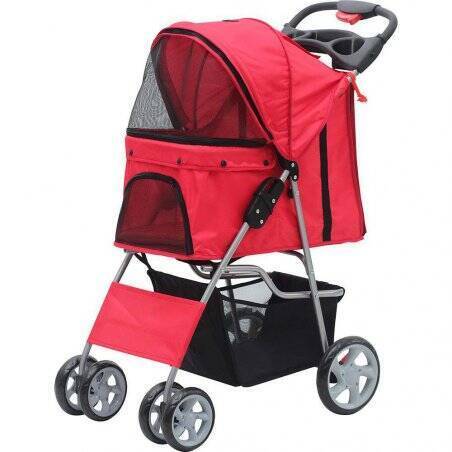 PAWISE - STROLLER FOR CATS AND DOGS RED 68x46x100CM - (636.9102)