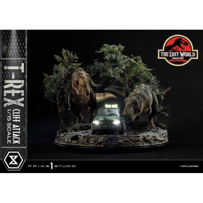 JURASSIC PARK LE MONDE PERDU - T-Rex Cliff Attack -Statuette 1/15 53cm
