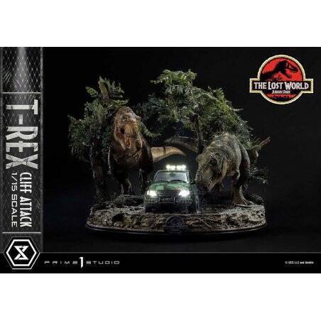 JURASSIC PARK LE MONDE PERDU - T-Rex Cliff Attack -Statuette 1/15 53cm
