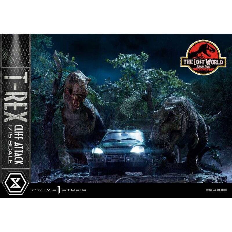 JURASSIC PARK LE MONDE PERDU - T-Rex Cliff Attack -Statuette 1/15 53cm