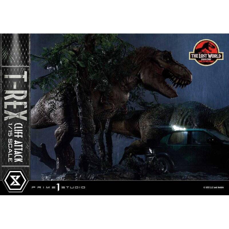 JURASSIC PARK LE MONDE PERDU - T-Rex Cliff Attack -Statuette 1/15 53cm
