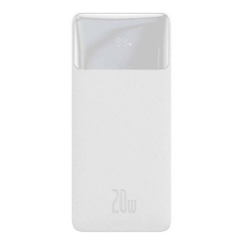 Baseus Power Bank Pro with Digital Display, Fast Charge, U+U+C (with USB-A to Micro USB 0.25m cable) 20W, 10000 mAh Whit