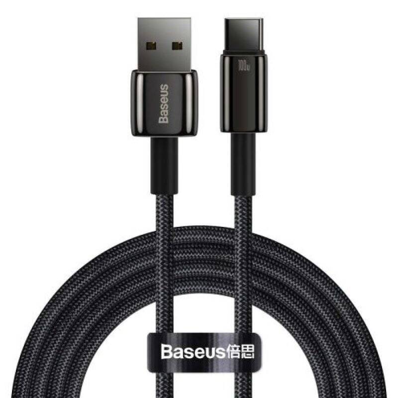 Baseus Type-C Tungsten Gold series cable 480Mb/s, 100W, 2m Black (CAWJ000101)