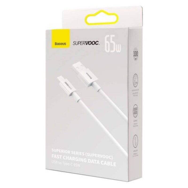 Baseus Type-C Superior Series SUPERVOOC 65W, 1m White (CAYS000902)