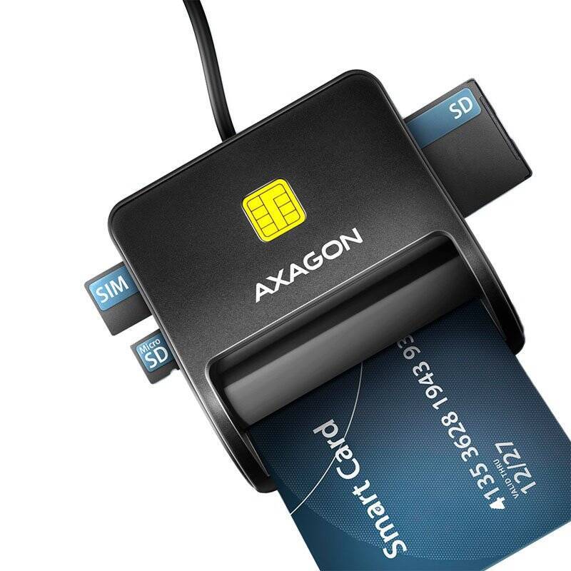 AXAGON CRE-SM3SD USB Smart Card & SD/microSD/SIM Card FlatReader