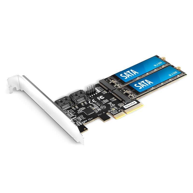 AXAGON PCES-SA4M2 PCIe Controller 2x internal SATA 6G port + 2x internal M.2 B-key SATA port + LP