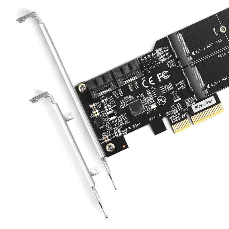 AXAGON PCES-SA4M2 PCIe Controller 2x internal SATA 6G port + 2x internal M.2 B-key SATA port + LP