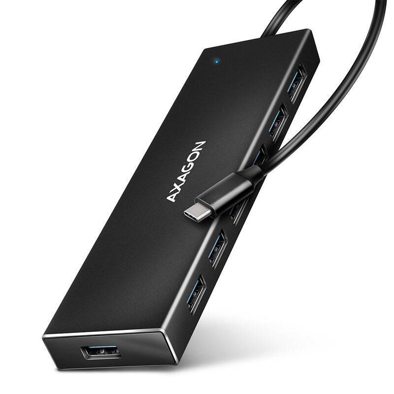 AXAGON HUE-F7A 7x USB 3.2 Gen 1 Aluminium Flat Hub, 30 cm USB-C-Kabel