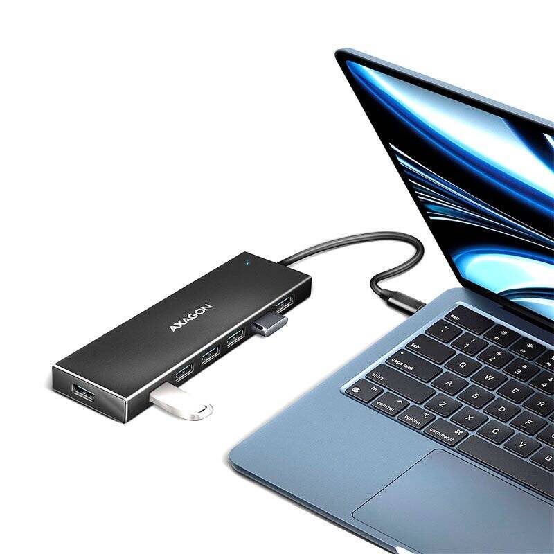AXAGON HUE-F7A 7x USB 3.2 Gen 1 Aluminium Flat Hub, 30 cm USB-C-Kabel