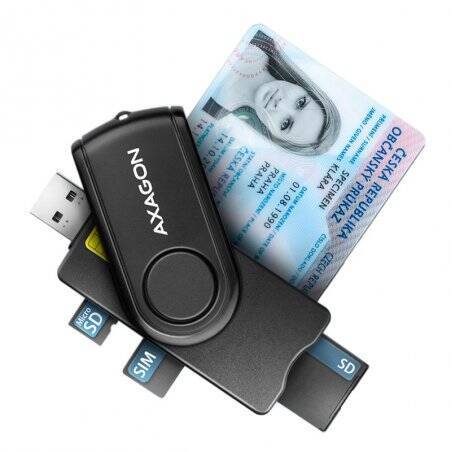 AXAGON CRE-SMP2A USB Smart Card & SD/microSD/SIM Card PocketReader