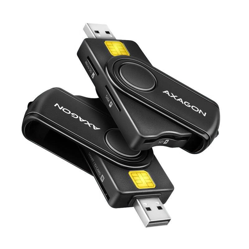 AXAGON CRE-SMP2A USB Smart Card & SD/microSD/SIM Card PocketReader