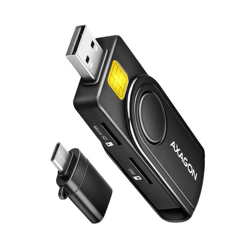 AXAGON CRE-SMP2A USB Smart Card & SD/microSD/SIM Card PocketReader