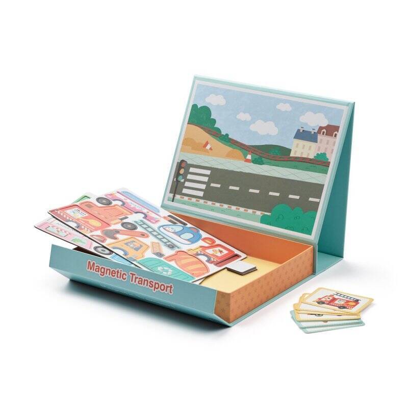 STOCKOFF1-Small Wood – Magnetic Vehicle Set w. Carry Box (L20229)