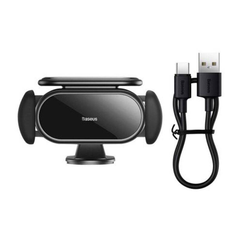 Baseus Car Mount Steel Cannon Pro Solar Electric phone holder fits from 5.4 to 6.7 inch, Black (SUGP010001)