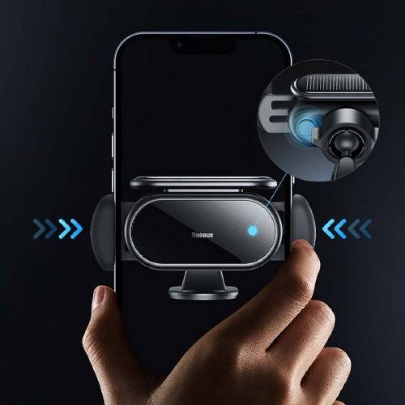 Baseus Car Mount Steel Cannon Pro Solar Electric phone holder fits from 5.4 to 6.7 inch, Black (SUGP010001)