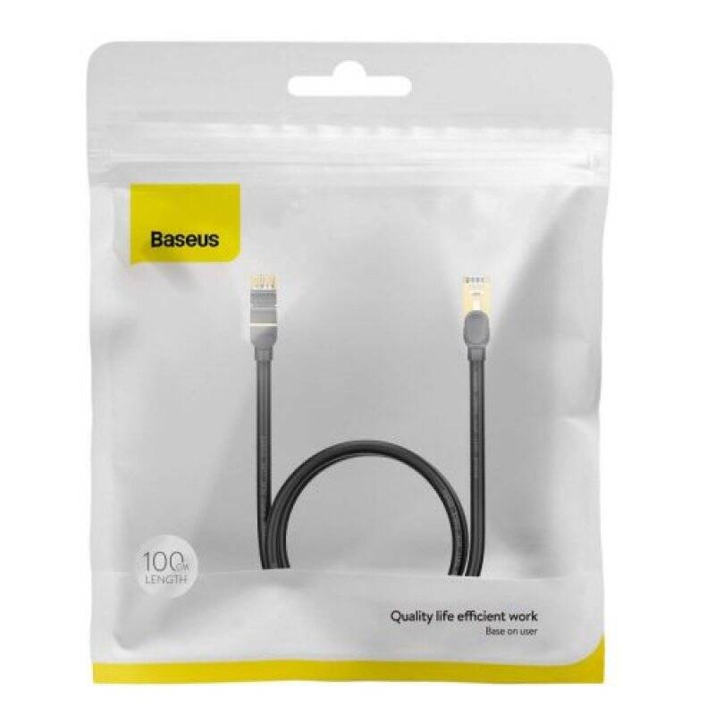 Baseus Network Cable High Speed (CAT7) of RJ45 (round cable) 10 Gbps, 1m Black (WKJS010101)