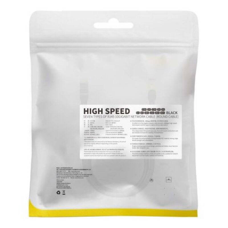 Baseus Network Cable High Speed (CAT7) of RJ45 (round cable) 10 Gbps, 1m Black (WKJS010101)