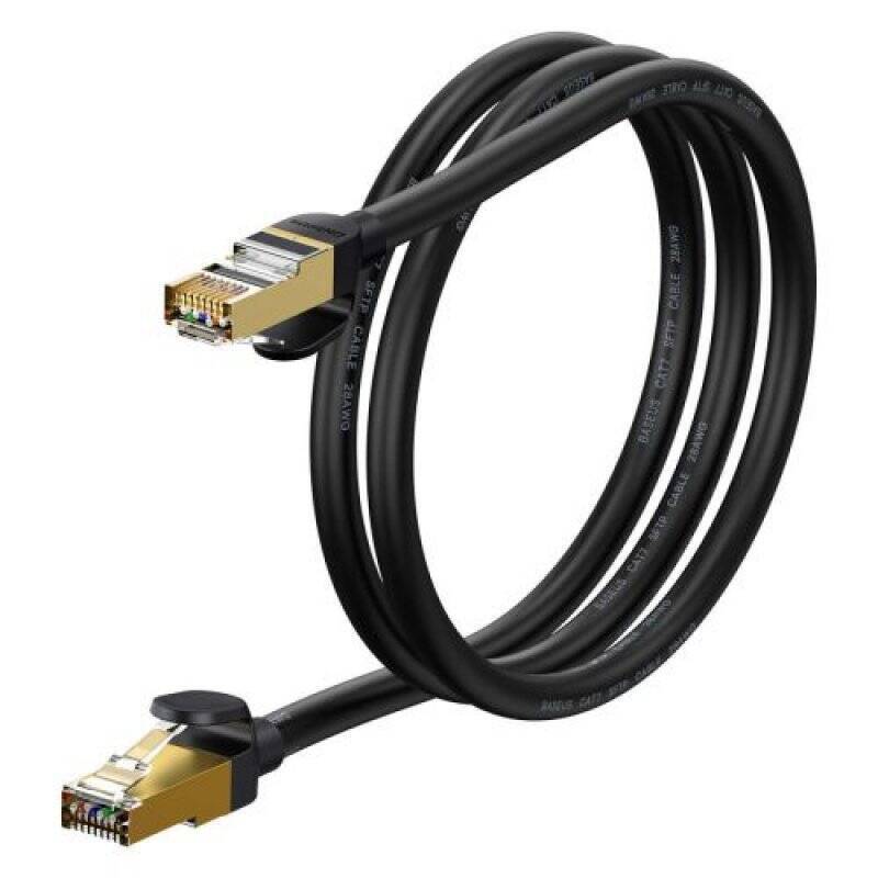 Baseus Network Cable High Speed (CAT7) of RJ45 (round cable) 10 Gbps, 1m Black (WKJS010101)
