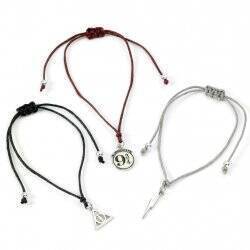 HARRY POTTER - 3 Bracelets Fantaisies Ajustables + Pendentifs RGB