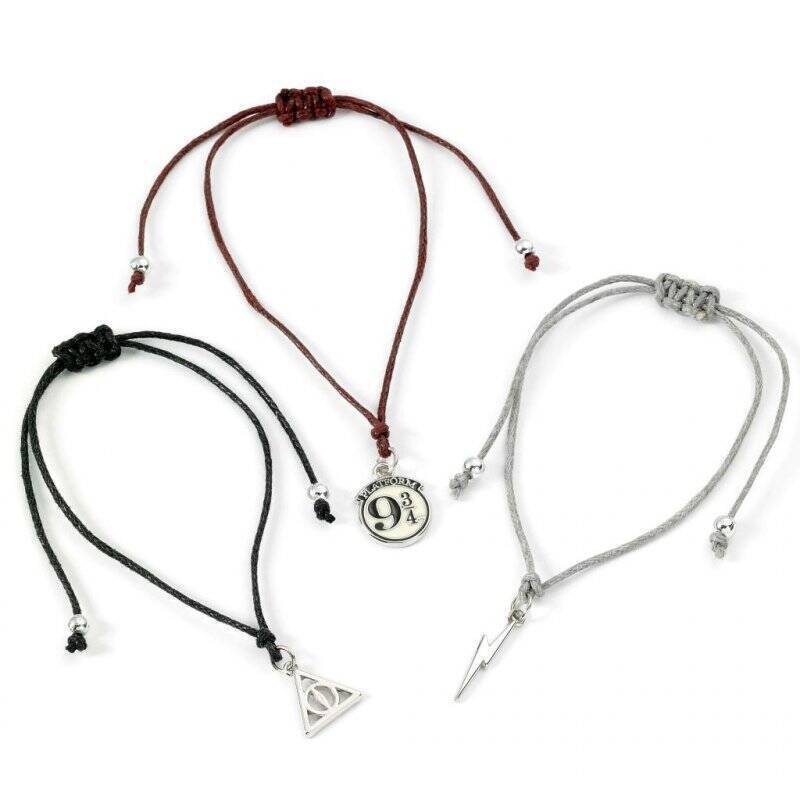 HARRY POTTER - 3 Bracelets Fantaisies Ajustables + Pendentifs RGB