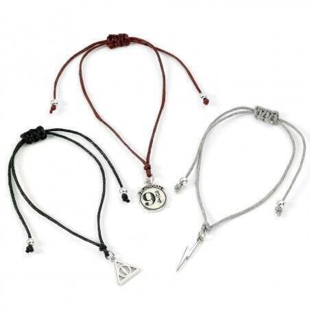 HARRY POTTER - 3 Bracelets Fantaisies Ajustables + Pendentifs RGB
