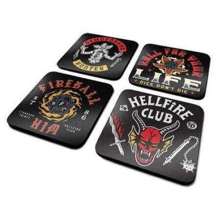 STRANGER THINGS 4 - Hellfire Club - Pack de 4 Dessous de Verre