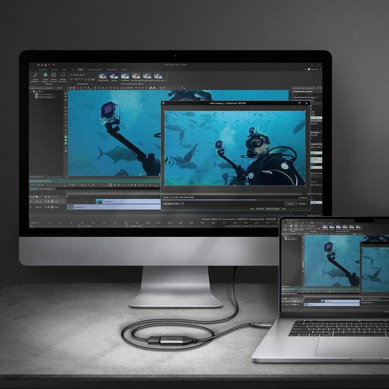 AXAGON RVC-HI2M USB-C zu HDMI 2.0 Adapter, 4K/60Hz, Aluminum - 25 cm