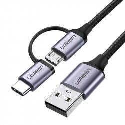 2in1 USB cable UGREEN Type-C / Micro USB, QC 3.0, 1m (black)