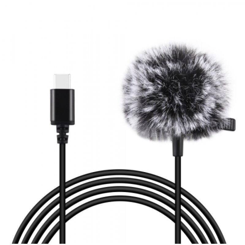 Puluz Jack Lavalier Wired Condenser Recording Microphone 1.5m USB-C / Type-C PU425