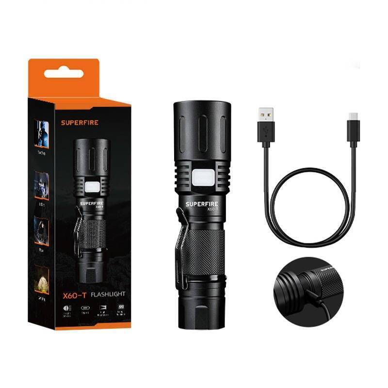 Flashlight Superfire X60-T, 1500lm, USB